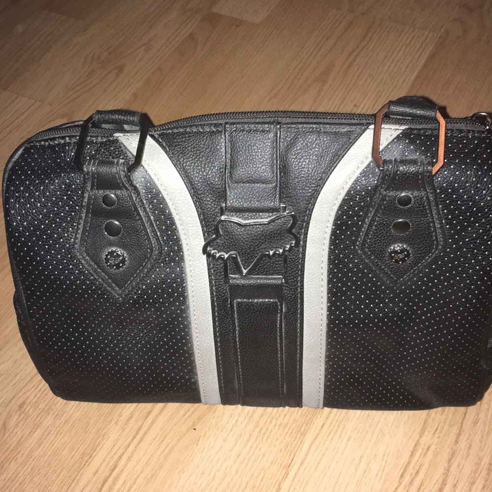 Fox black leather purse